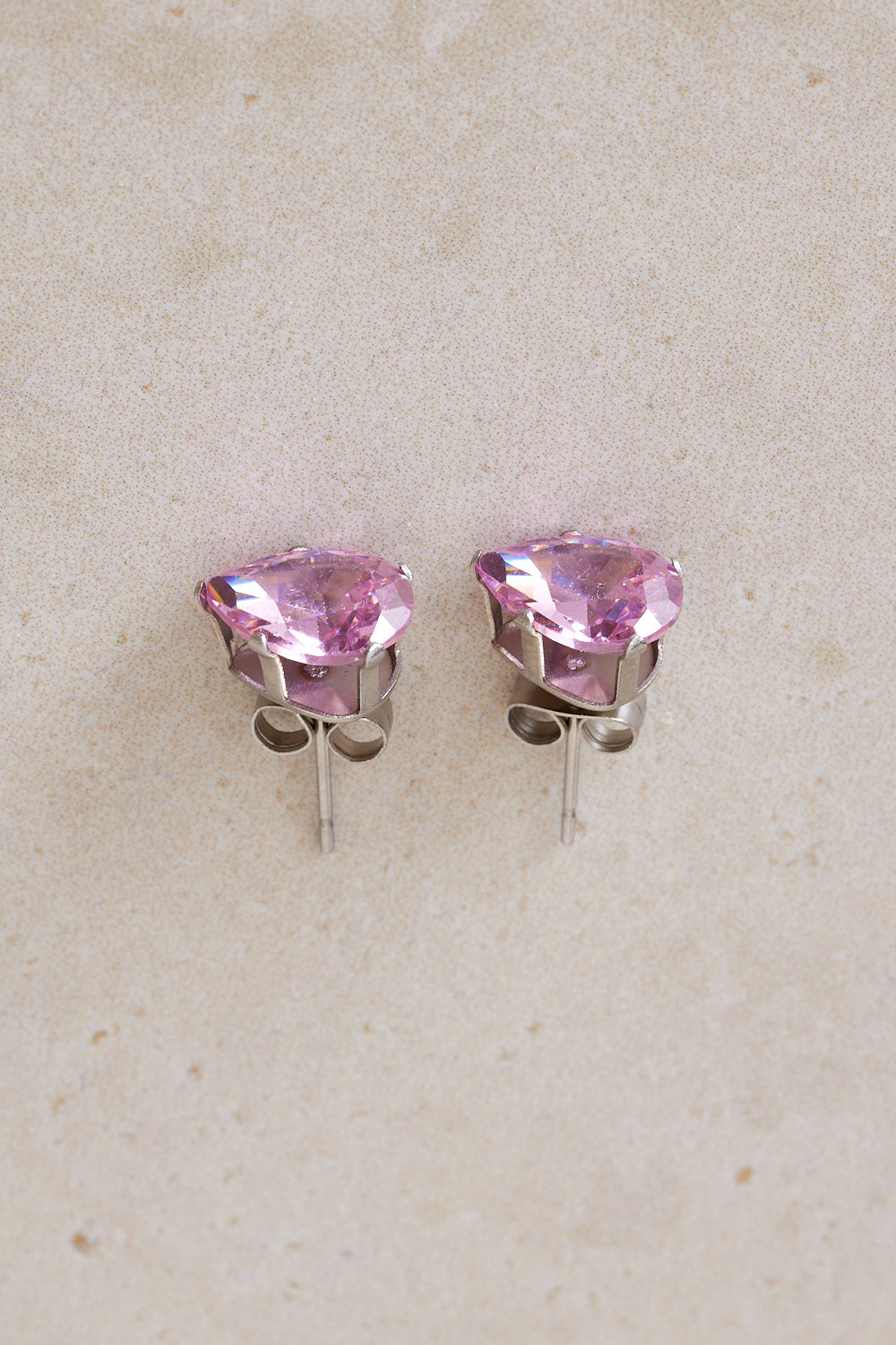 Teardrop Stud Earrings - Pastel Pink