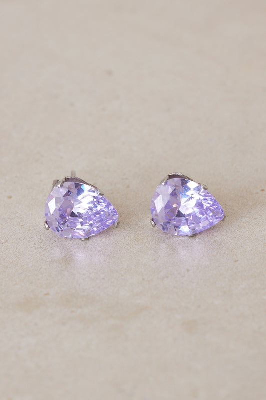 Teardrop Stud Earrings - Lilac Purple