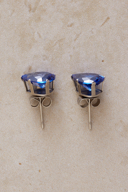 Teardrop Stud Earrings - Sapphire Blue