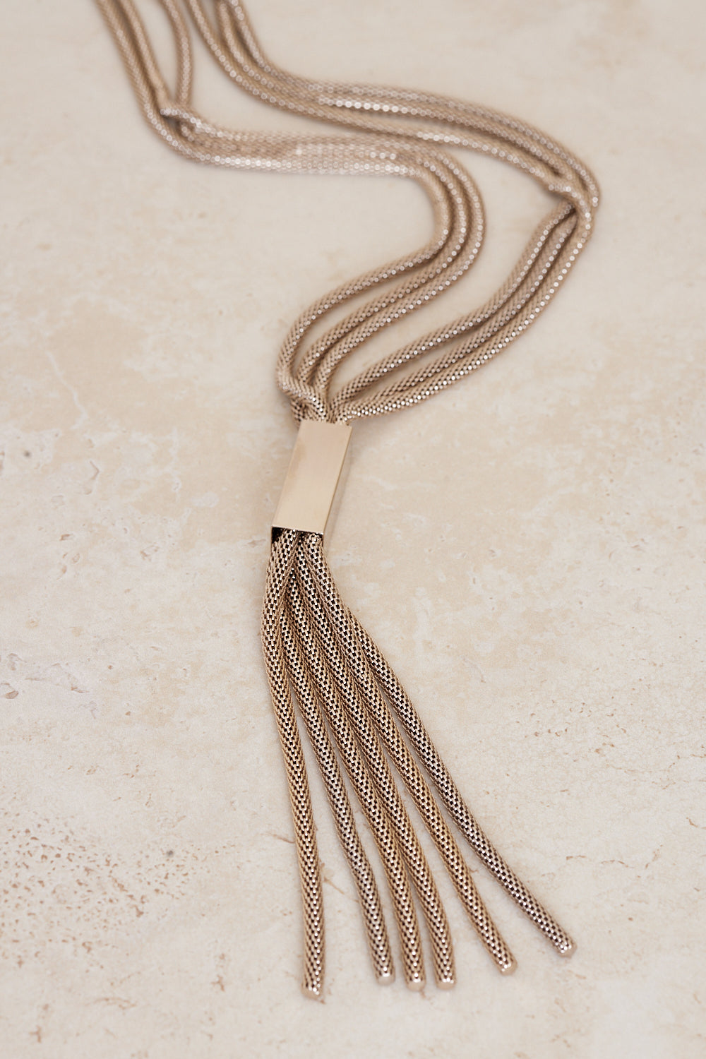 Elegance Multi Strand Neckace - Creamy Gold