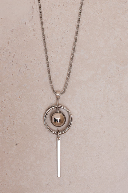 Cosmic Orb Pendant Necklace - Silver