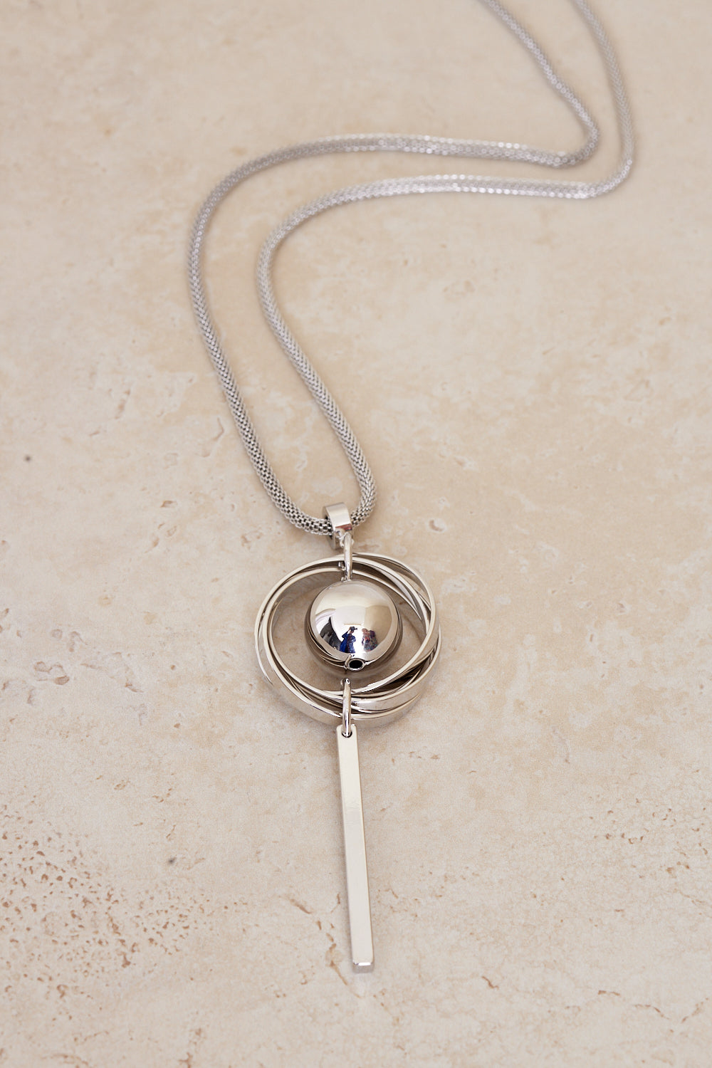 Cosmic Orb Pendant Necklace - Silver