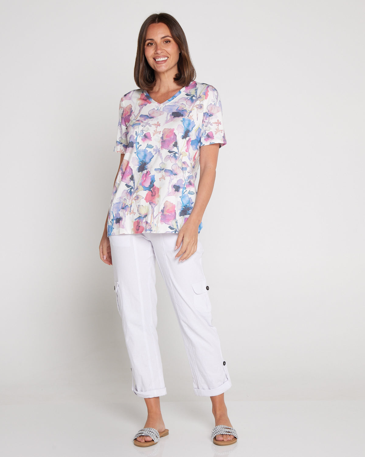 Pablo Cotton & Modal Tee - Violet Watercolour