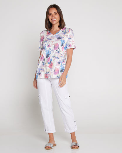 Issy Linen Blend Cargo Pants - White