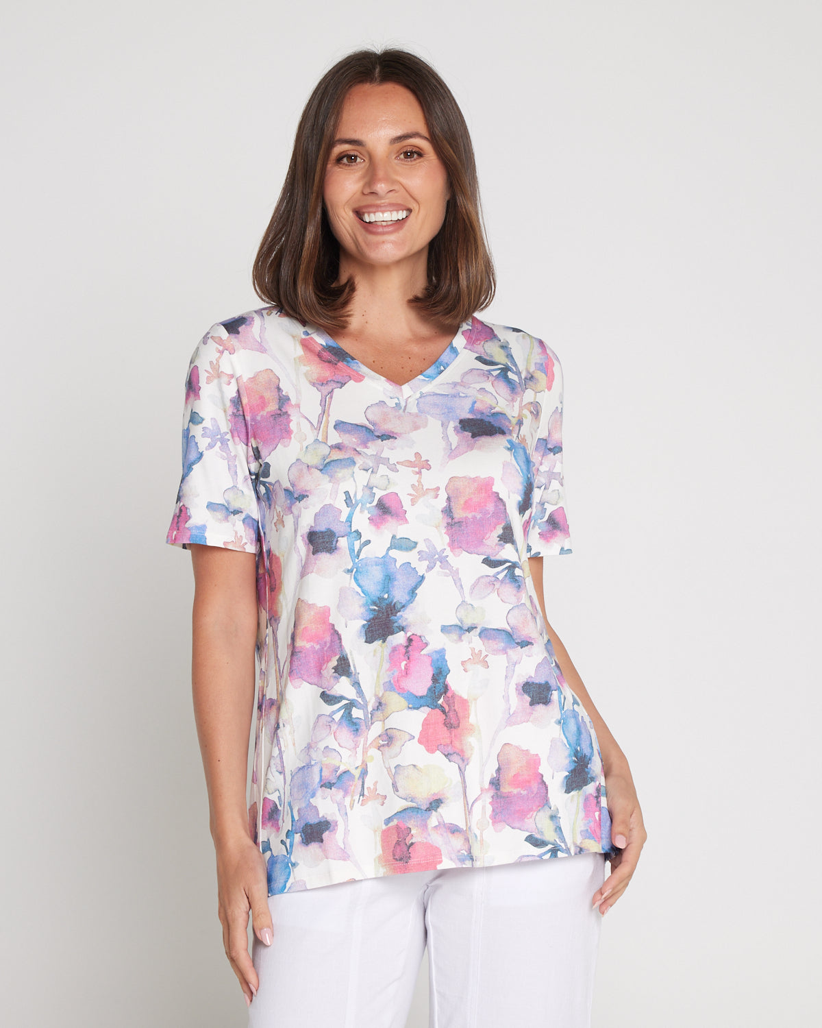Pablo Cotton & Modal Tee - Violet Watercolour