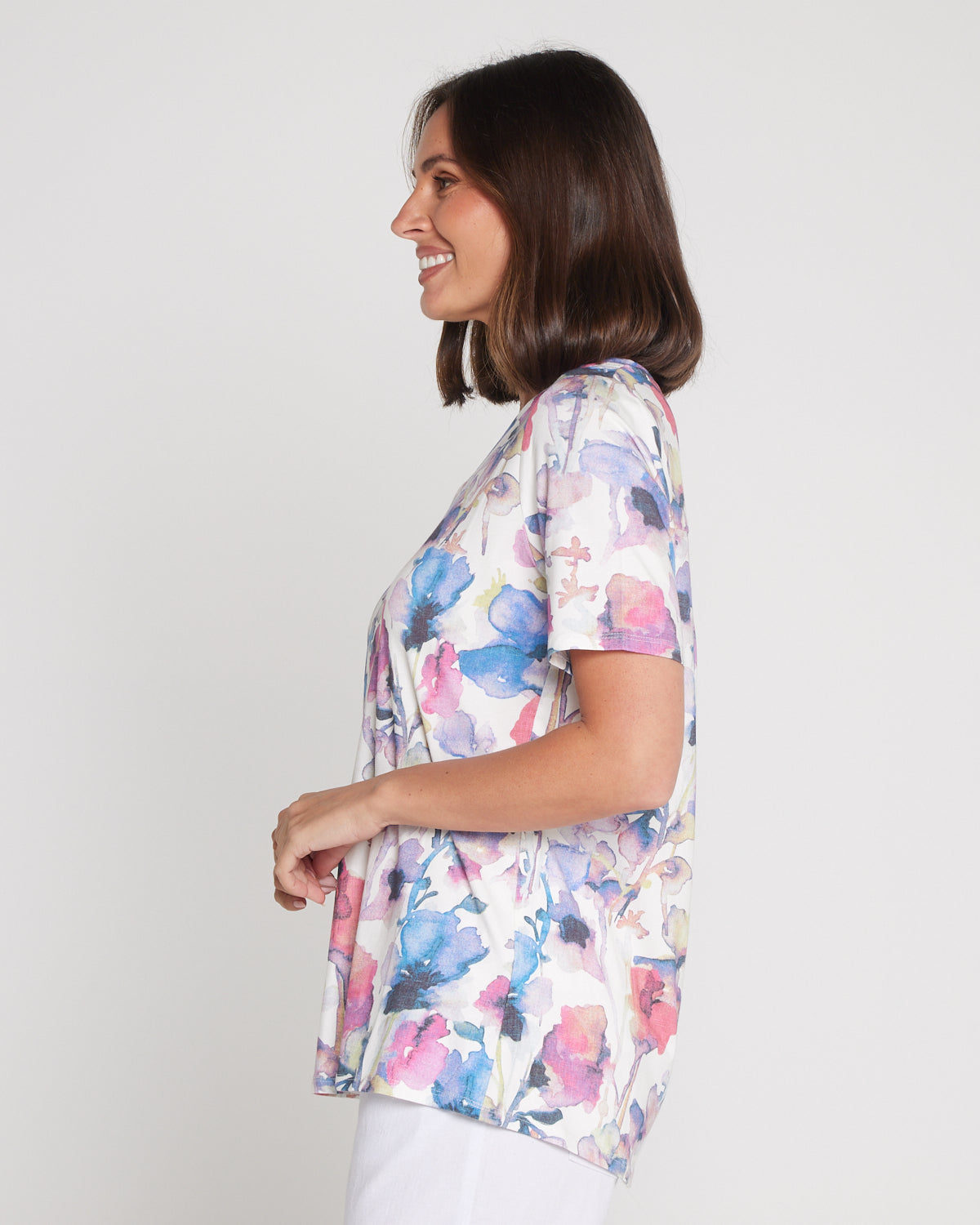 Pablo Cotton & Modal Tee - Violet Watercolour