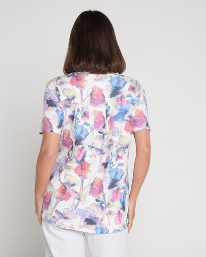 Pablo Cotton & Modal Tee - Violet Watercolour