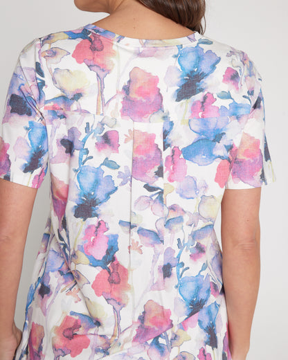Pablo Cotton & Modal Tee - Violet Watercolour
