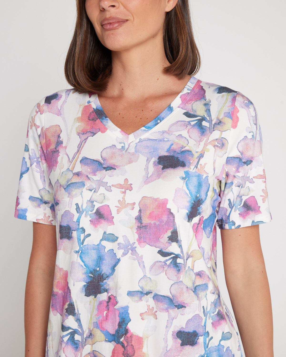 Pablo Cotton & Modal Tee - Violet Watercolour