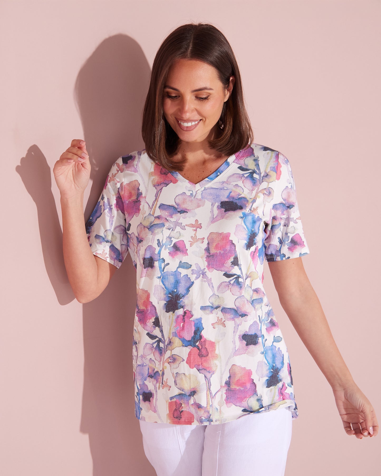 Pablo Cotton & Modal Tee - Violet Watercolour