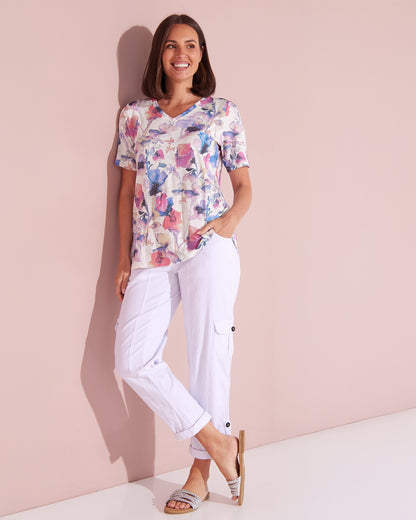Issy Linen Blend Cargo Pants - White