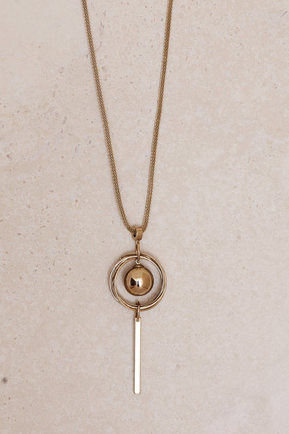 Cosmic Orb Pendant Necklace - Creamy Gold