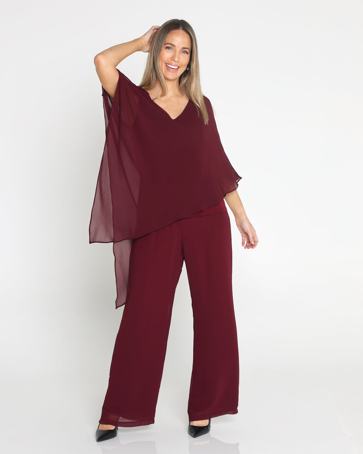 Rendezvous Chiffon Pants - Burgundy
