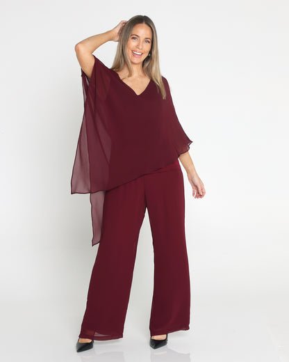 Rendezvous Chiffon Pants - Burgundy