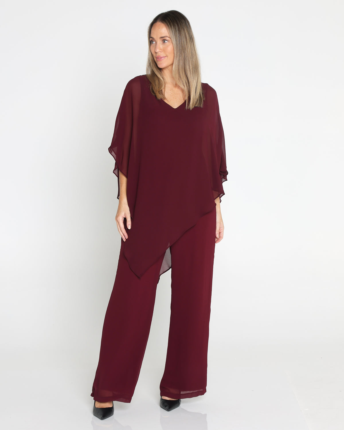 Rendezvous Chiffon Pants - Burgundy