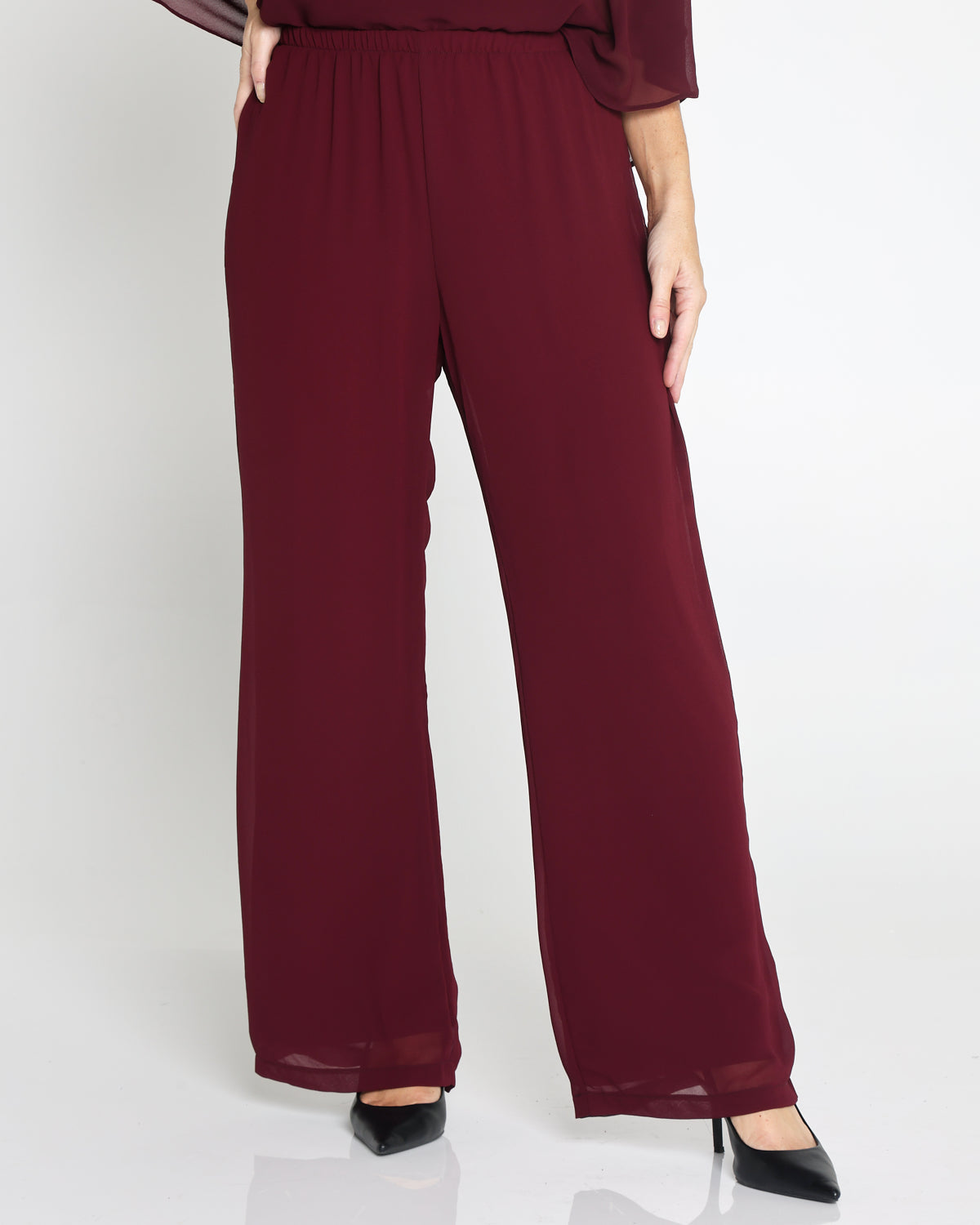 Rendezvous Chiffon Pants - Burgundy