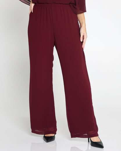 Rendezvous Chiffon Pants - Burgundy