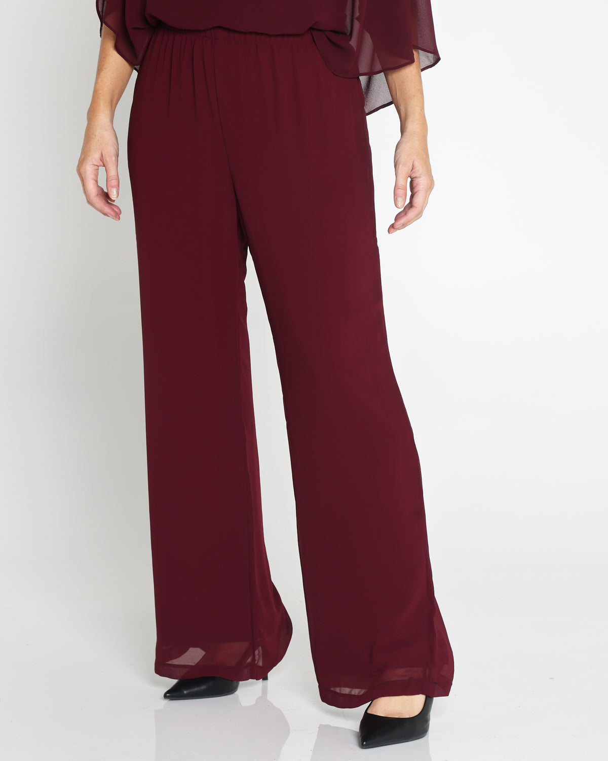Rendezvous Chiffon Pants - Burgundy