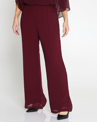 Rendezvous Chiffon Pants - Burgundy