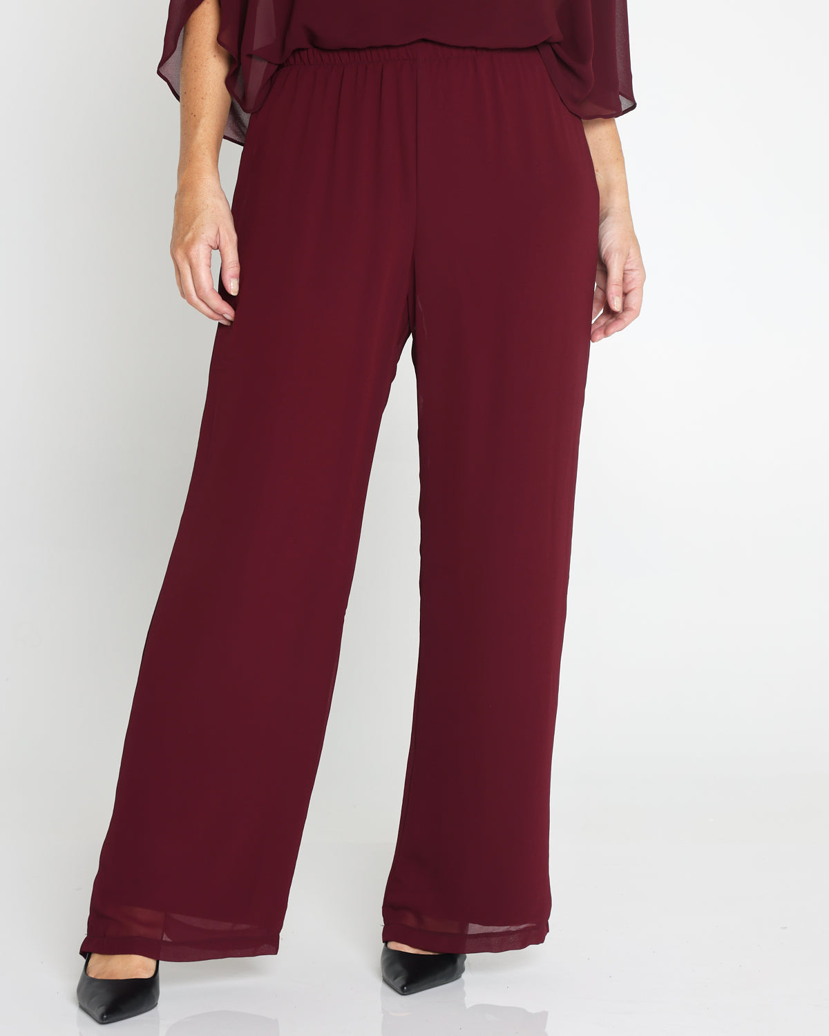 Rendezvous Chiffon Pants - Burgundy