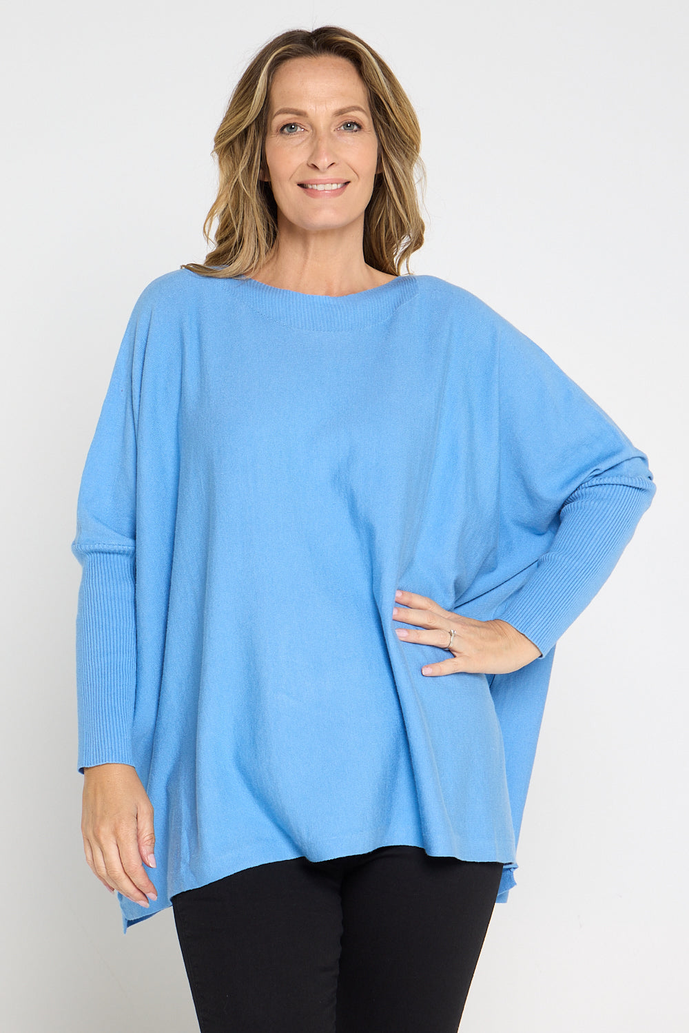 Button Back Knit Jumper - Blue | Sophisticated Styles | Mature Ladies ...