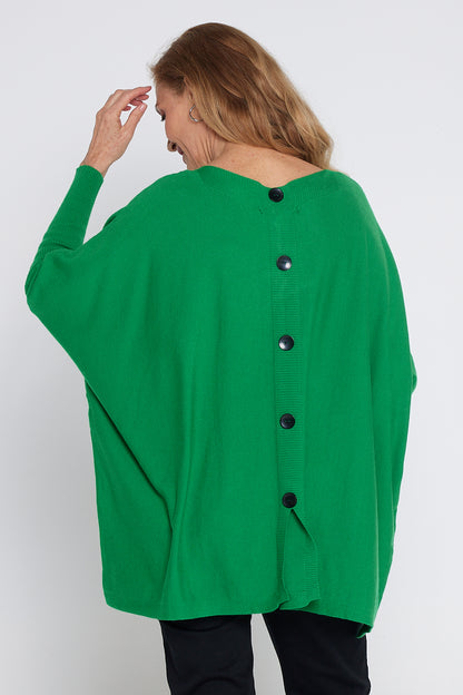 Button Back Knit Jumper - Emerald