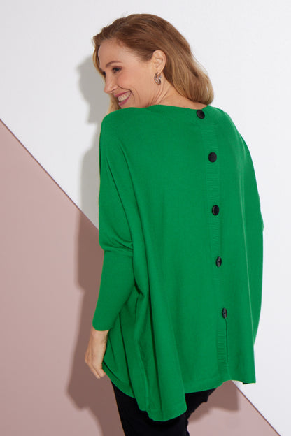 Button Back Knit Jumper - Emerald