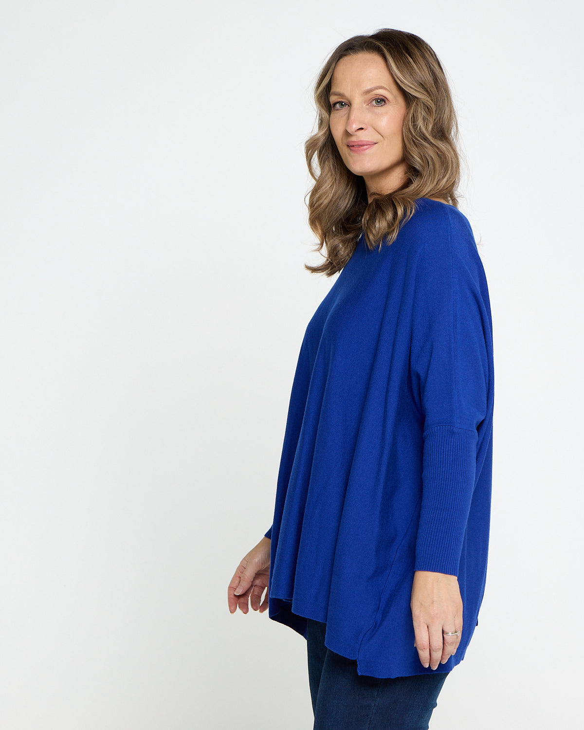 Button Back Knit Jumper - Cobalt