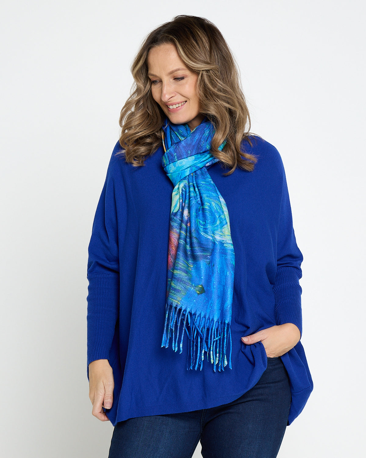 Button Back Knit Jumper - Cobalt