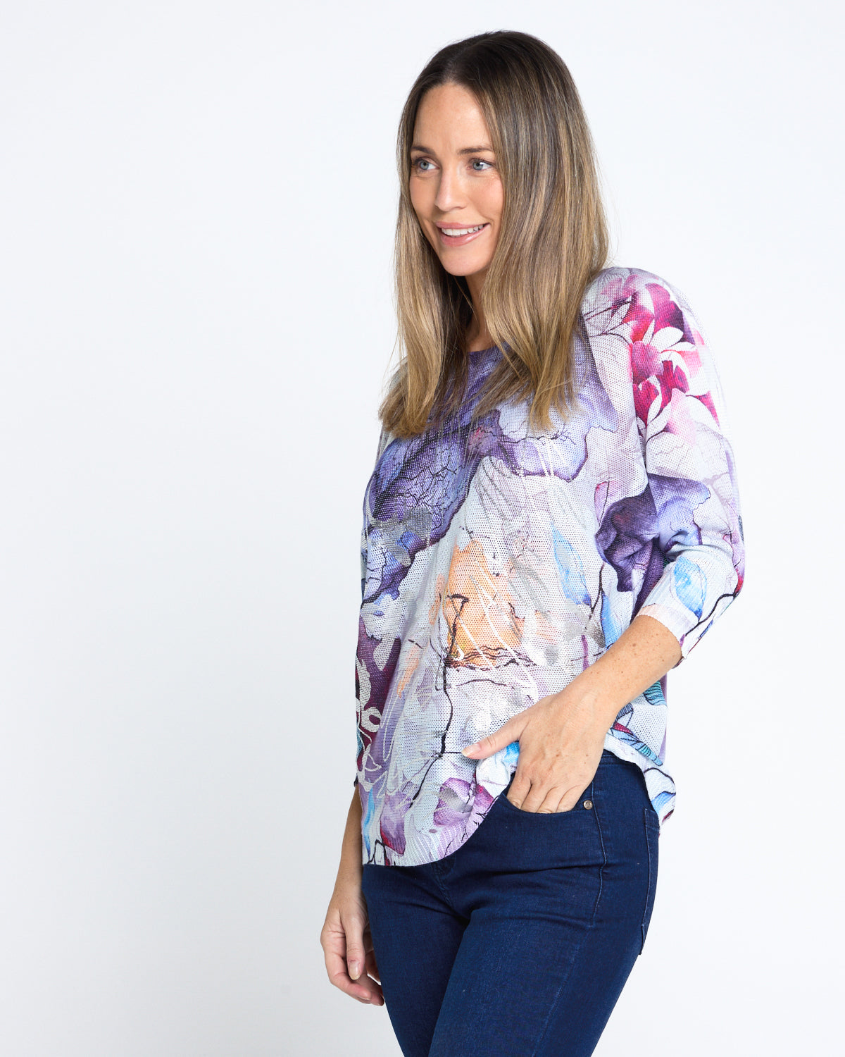 Florentina Knit Top - Violet Watercolour