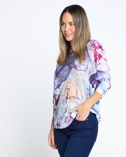 Florentina Knit Top - Violet Watercolour