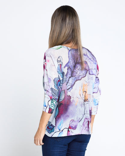 Florentina Knit Top - Violet Watercolour