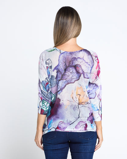 Florentina Knit Top - Violet Watercolour