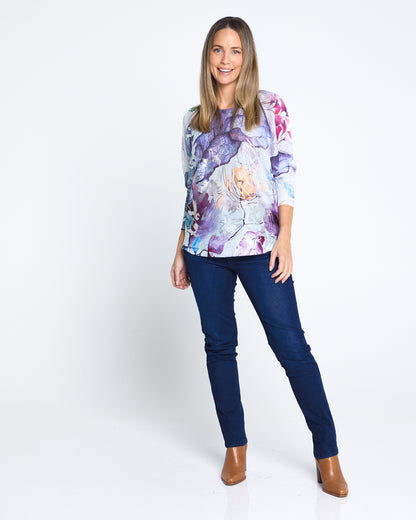 Florentina Knit Top - Violet Watercolour