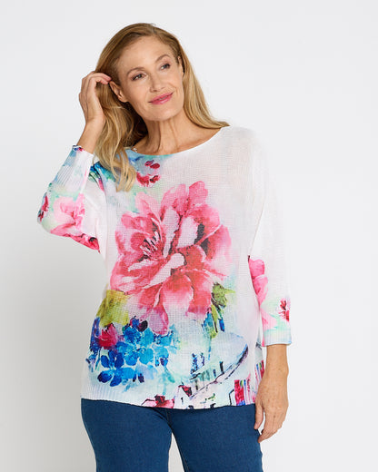 Florentina Knit Top - Watercolour Bloom