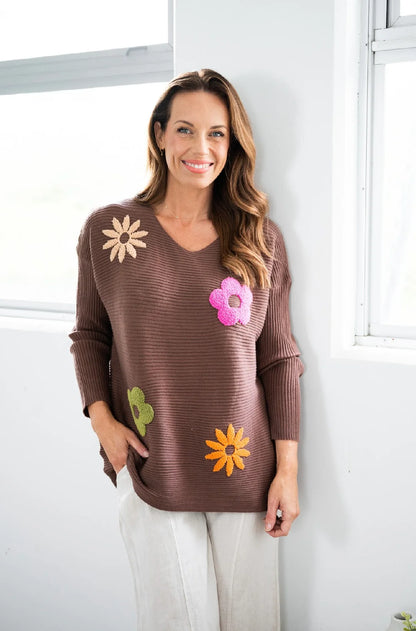 Maeve Knit Jumper - Brown Floral