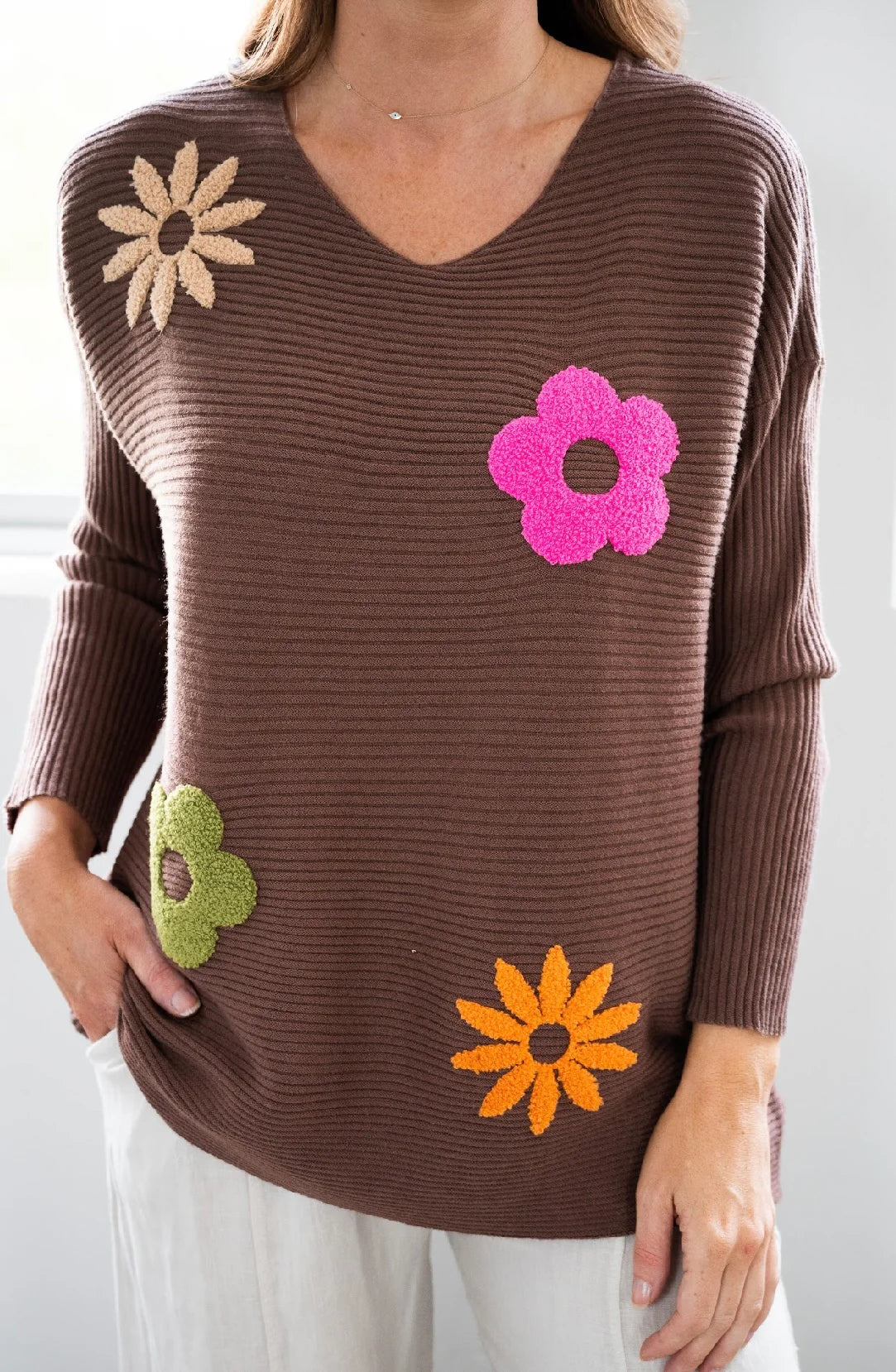 Maeve Knit Jumper - Brown Floral