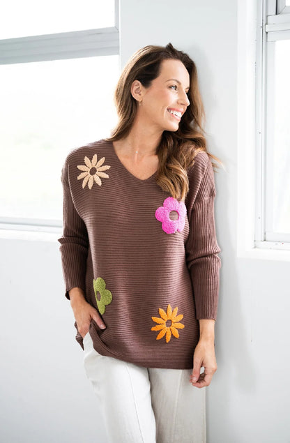 Maeve Knit Jumper - Brown Floral