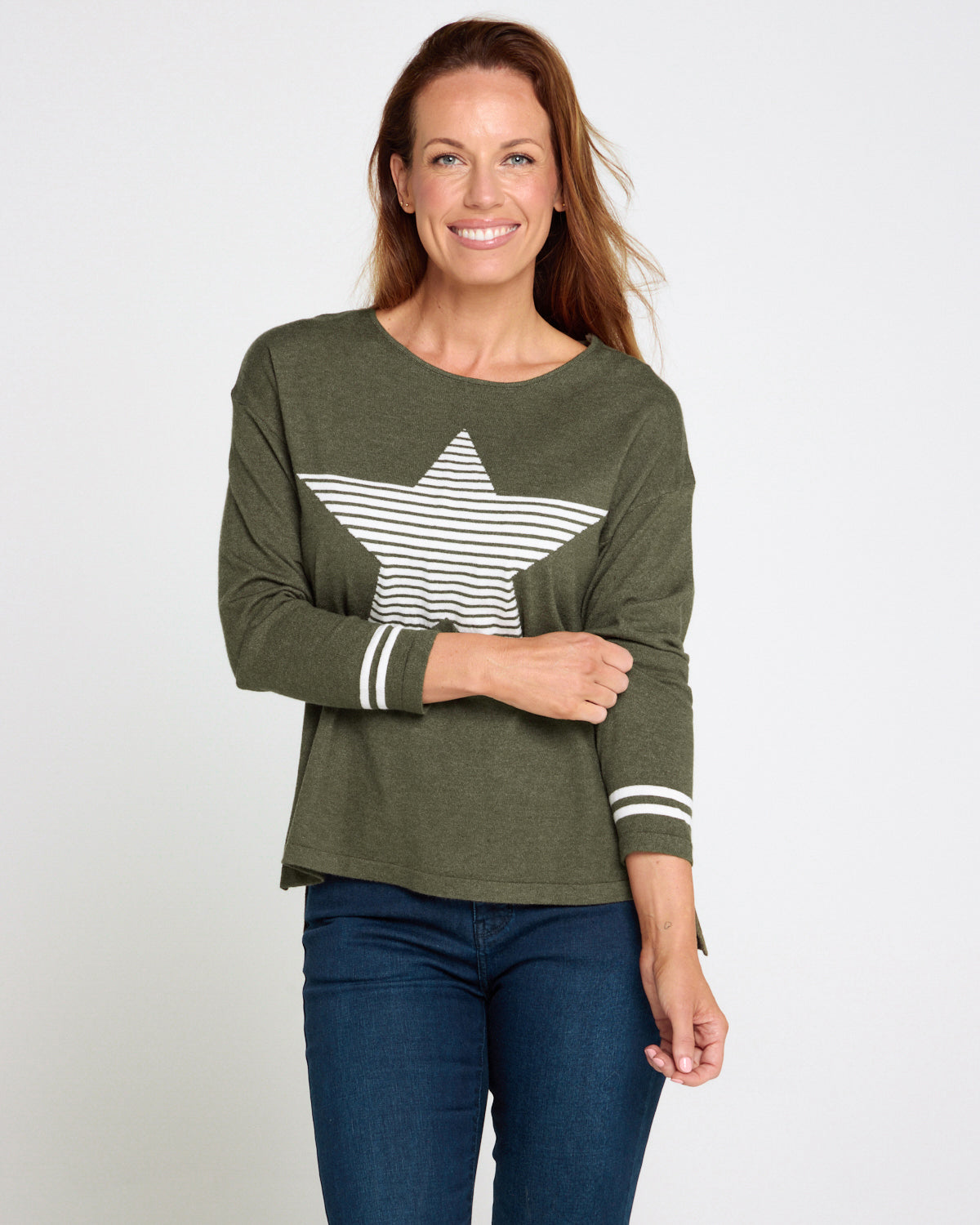 Jenna Knit Top - Khaki Star