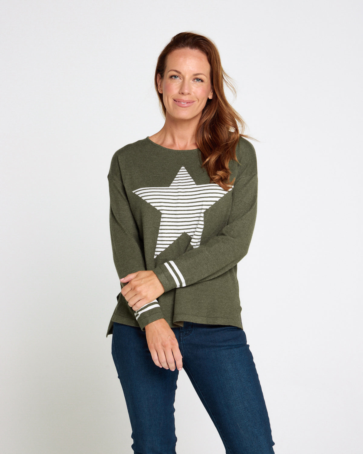 Jenna Knit Top - Khaki Star