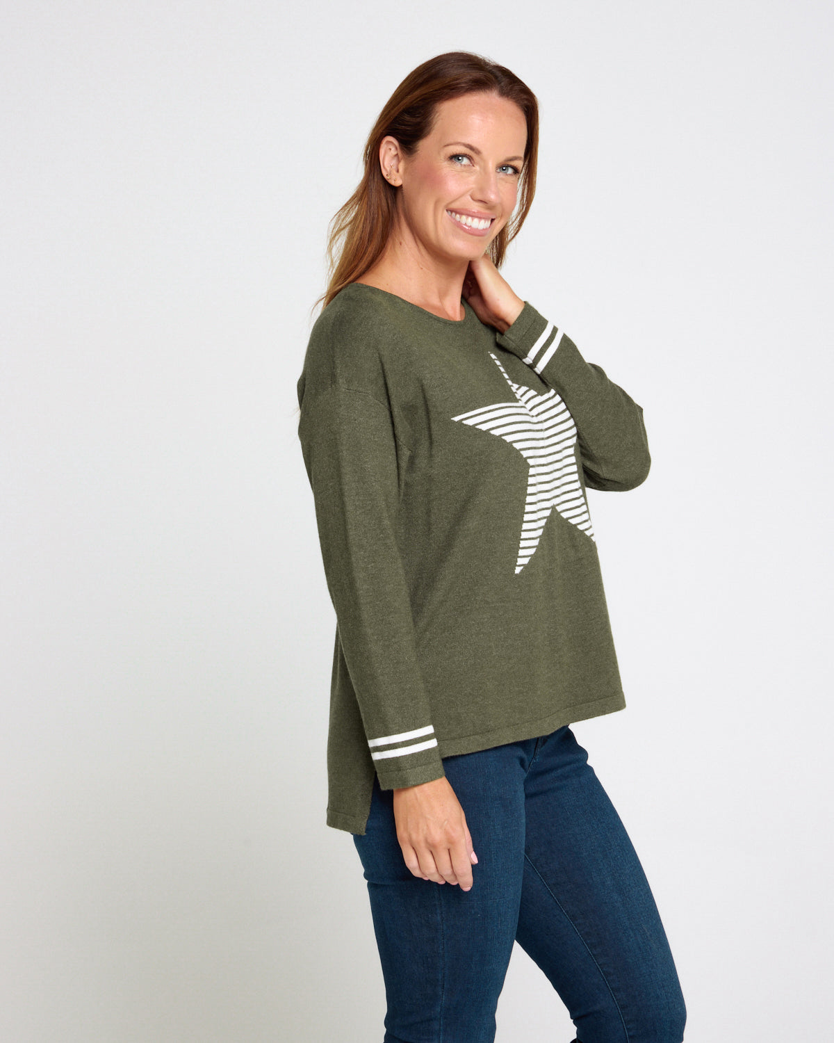 Jenna Knit Top - Khaki Star