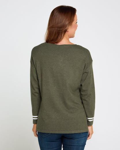 Jenna Knit Top - Khaki Star