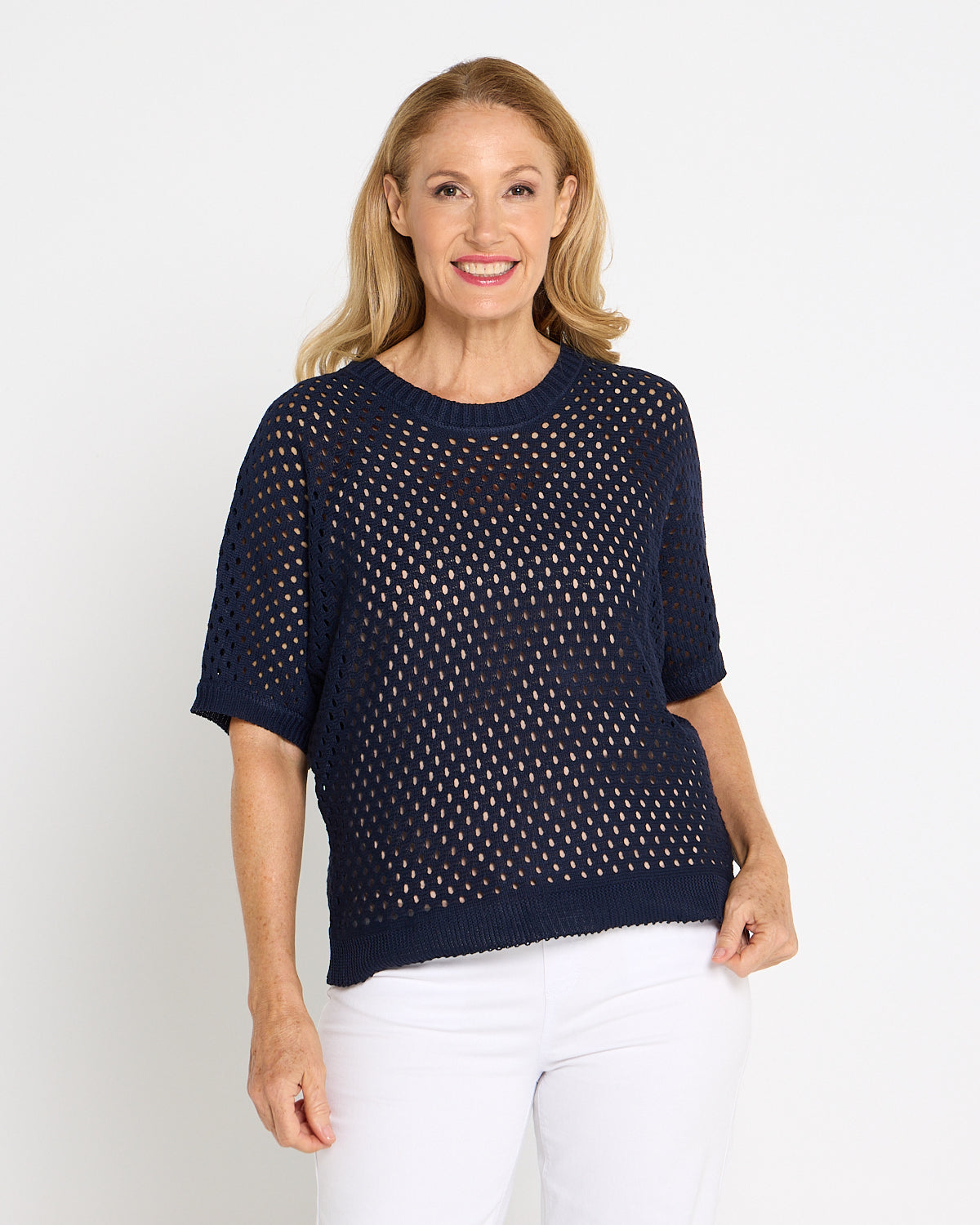Joelle Summer Knit Top - Navy