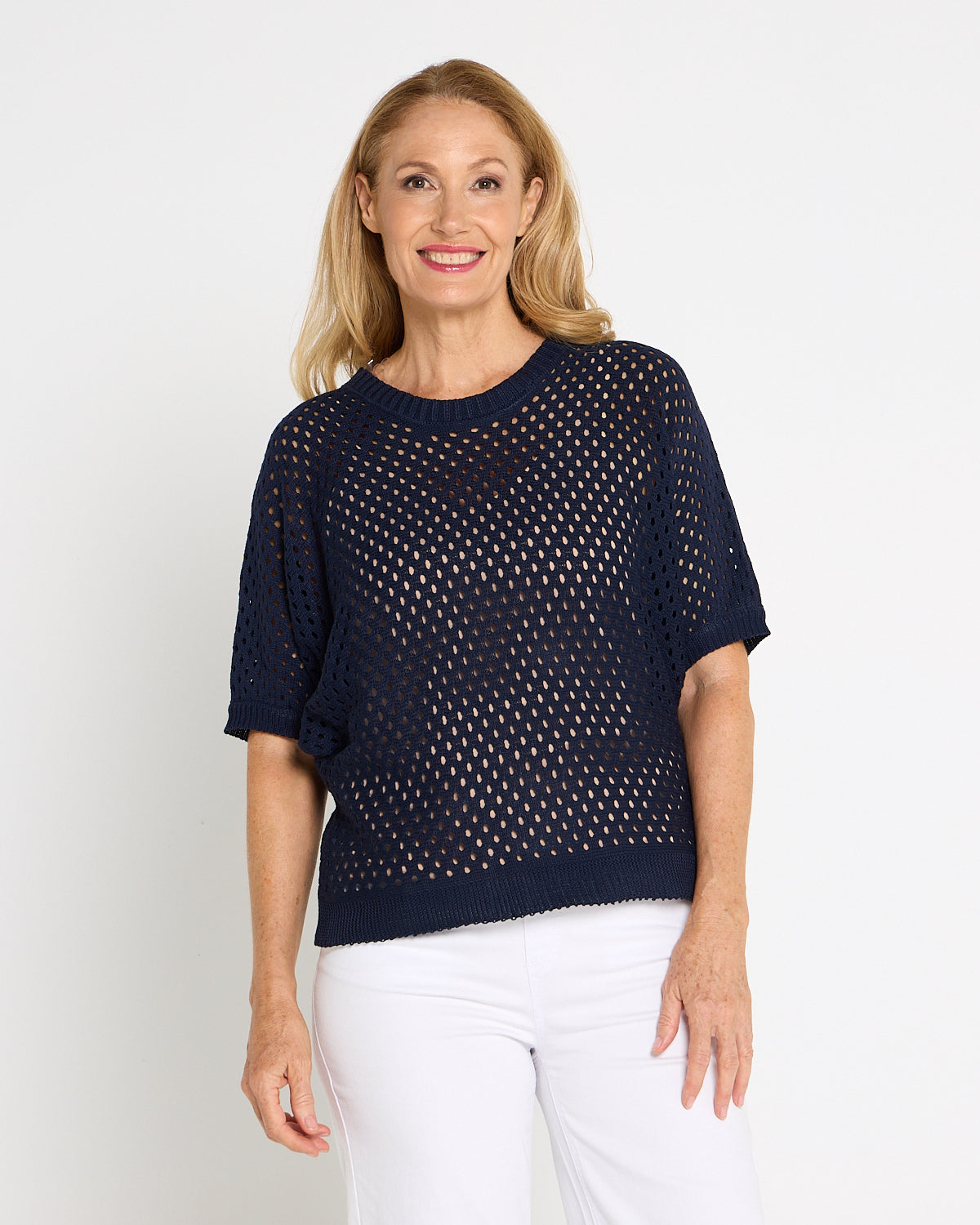 Joelle Summer Knit Top - Navy