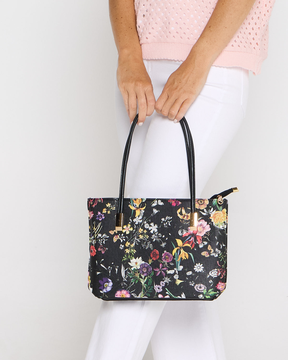 Midnight Garden Petite Tote –  Black Floral
