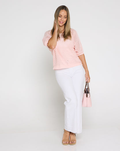 Joelle Summer Knit Top - Pink