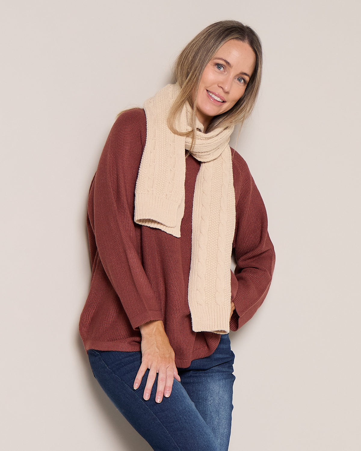 Ashland Scarf & Beanie Set - Cream