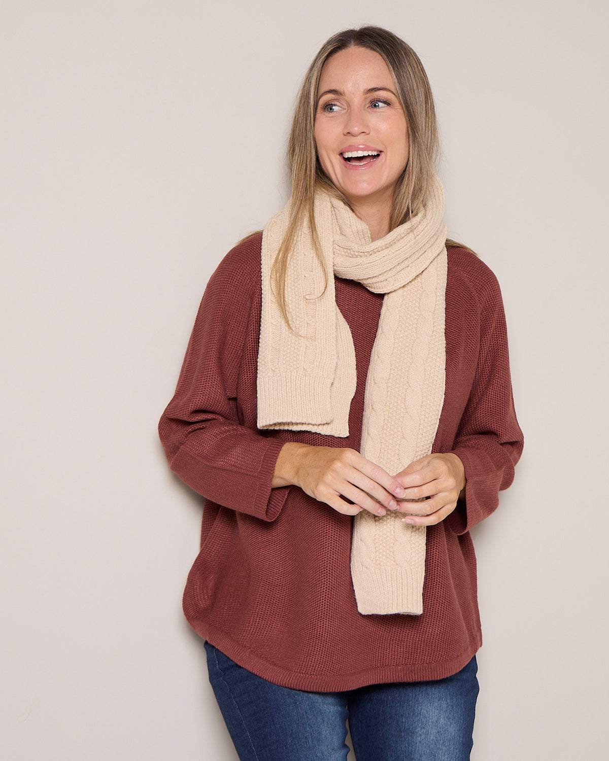 Ashland Scarf & Beanie Set - Cream