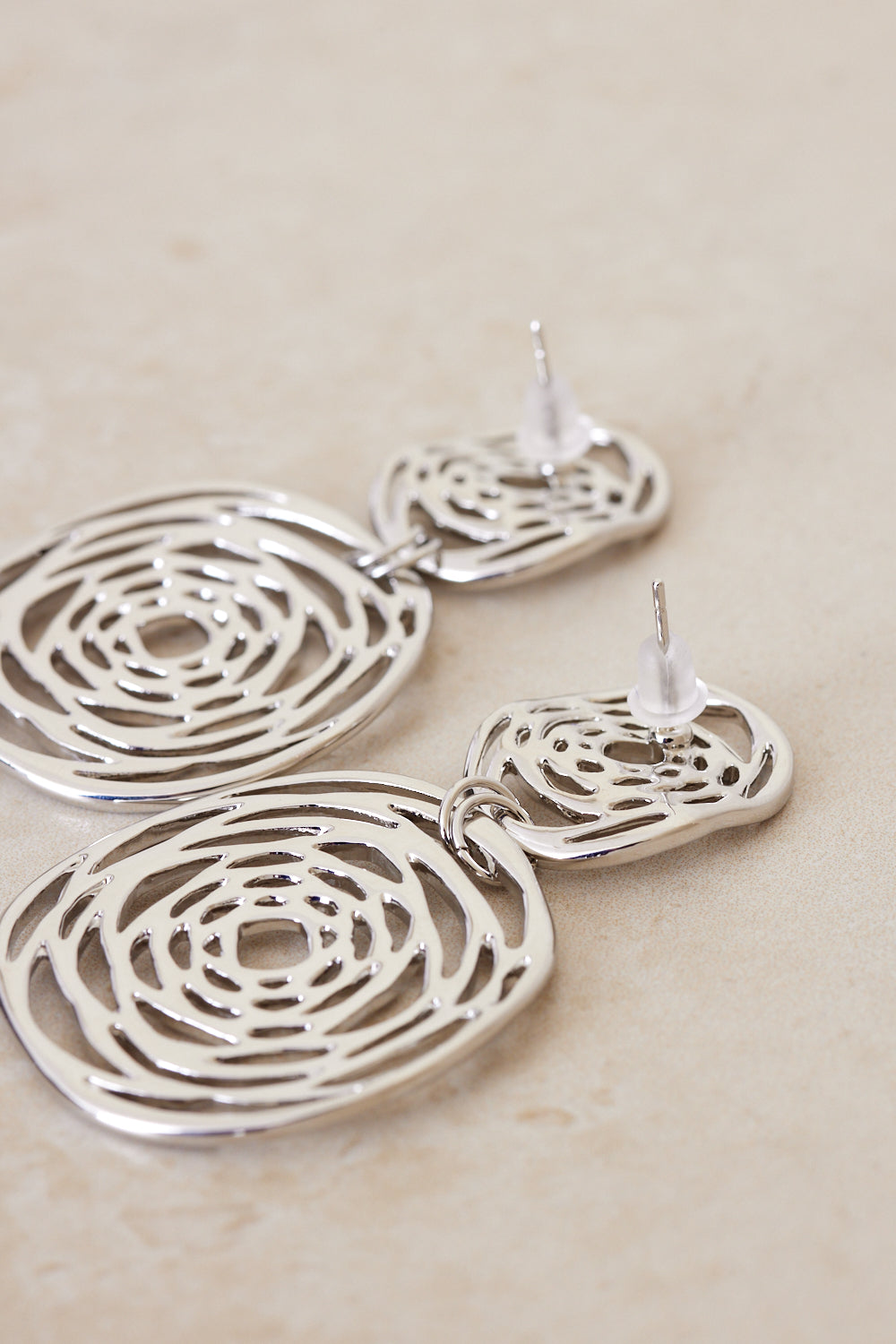 Dahlia Spiral Drop Earrings - Silver