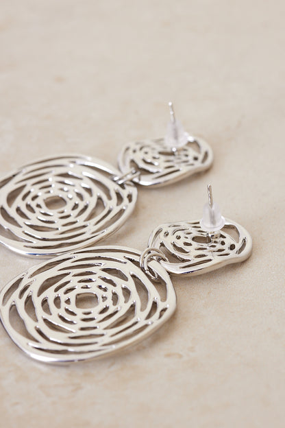 Dahlia Spiral Drop Earrings - Silver